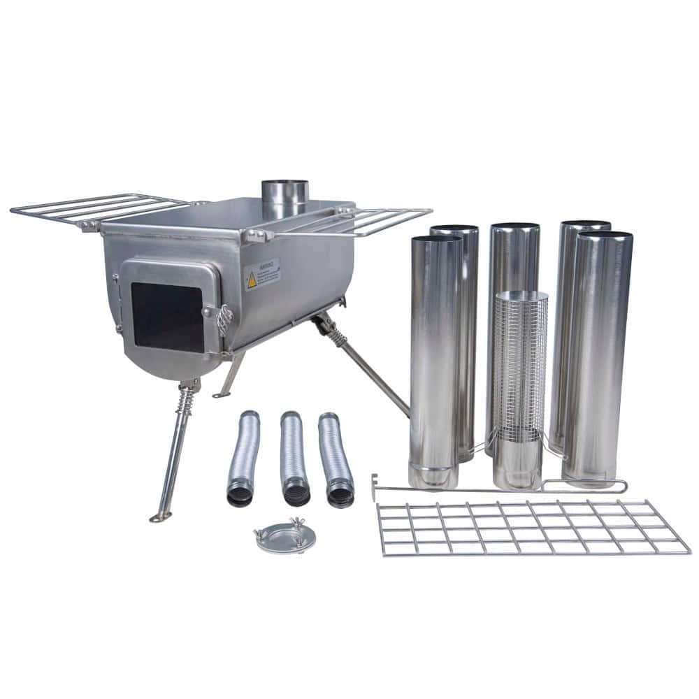 Woodlander Plus - L-Sized Camping Stove - External Air - With Free Opener & Seal Set worth £11.99!